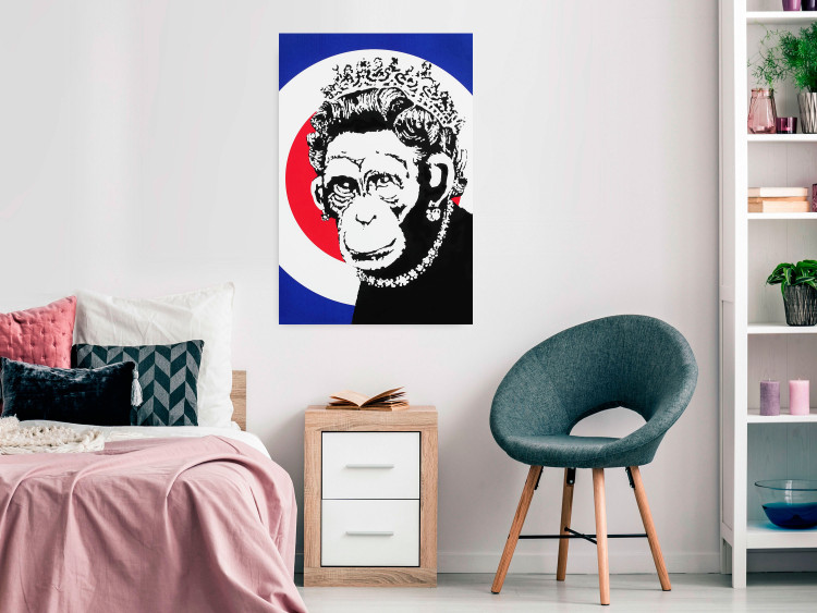 Wall Poster Monkey Queen - unique mural in Banksy style with an animal wearing a crown 118756 additionalImage 22