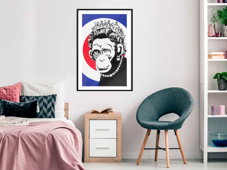 Wall Poster Monkey Queen - unique mural in Banksy style with an animal wearing a crown 118756 additionalImage 4