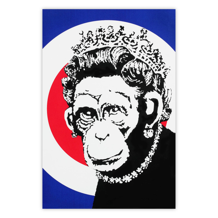 Wall Poster Monkey Queen - unique mural in Banksy style with an animal wearing a crown 118756