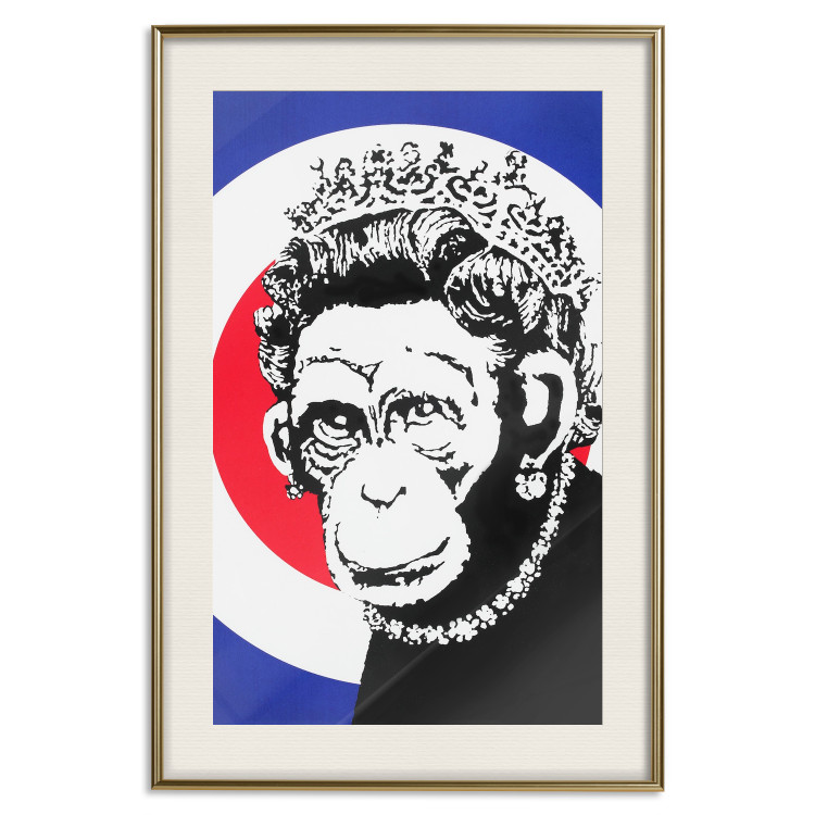 Wall Poster Monkey Queen - unique mural in Banksy style with an animal wearing a crown 118756 additionalImage 25