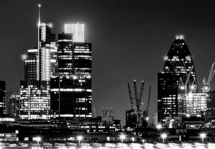 Canvas Art Print London Lights (1 Part) Narrow Black and White 123656 additionalImage 5