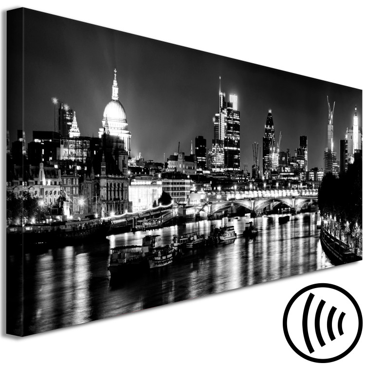 Canvas Art Print London Lights (1 Part) Narrow Black and White 123656 additionalImage 6