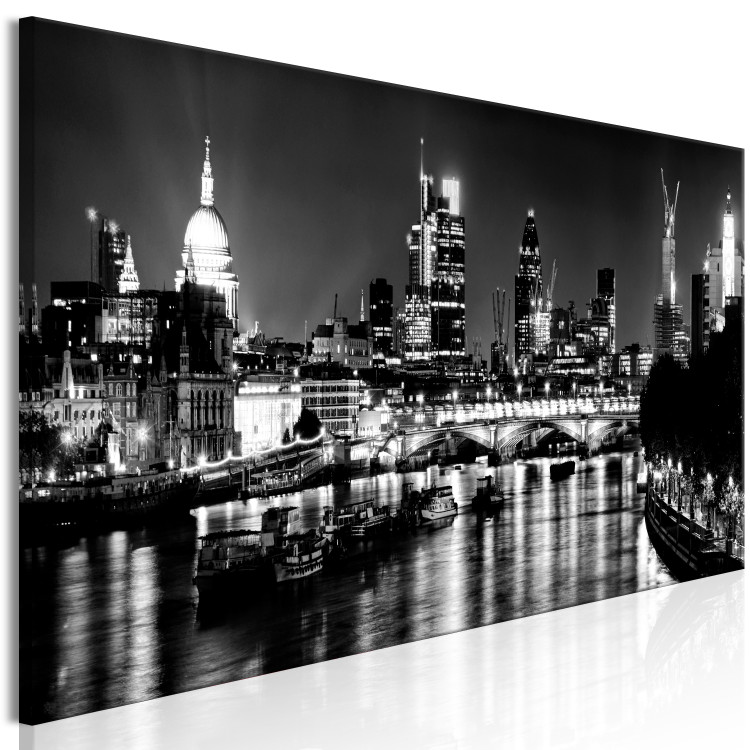 Canvas Art Print London Lights (1 Part) Narrow Black and White 123656 additionalImage 2