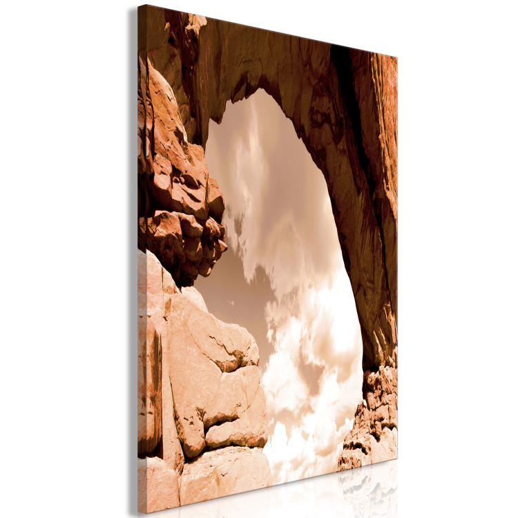 Canvas Art Print Orange rocks - photo in sepia with a rock formation against the sky 123756 additionalImage 2