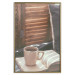 Wall Poster Mug of Memories - open book with tea against wooden doors 124456 additionalThumb 20