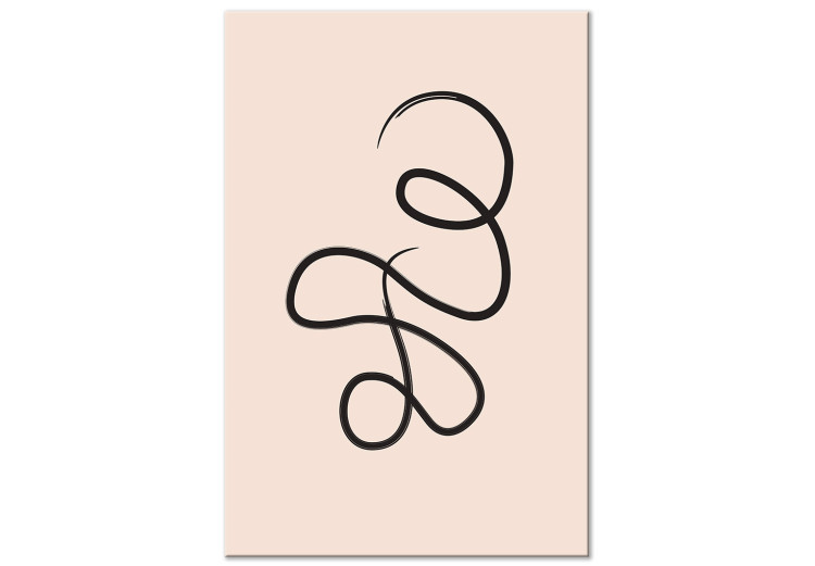 Canvas Art Print Black, twisted string - an abstract wave on a beige background 125656