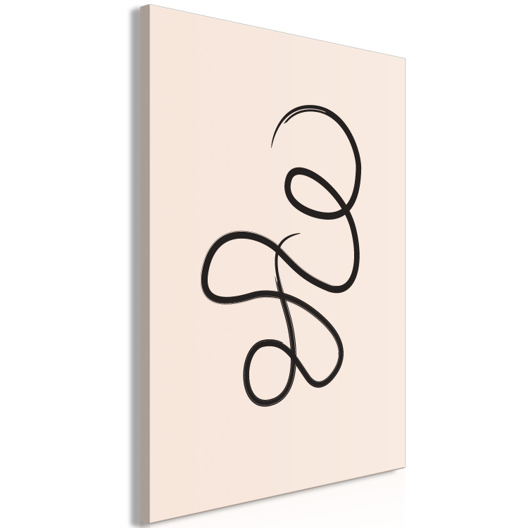 Canvas Art Print Black, twisted string - an abstract wave on a beige background 125656 additionalImage 2