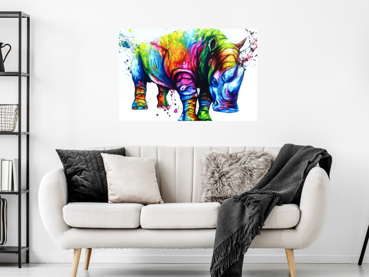 Canvas Colourful Rhino (1 Part) Wide 126956 additionalImage 3