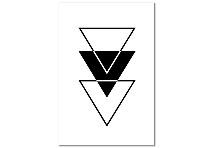 Canvas Print Three triangles - abstraction with black and white geometric figures 127956