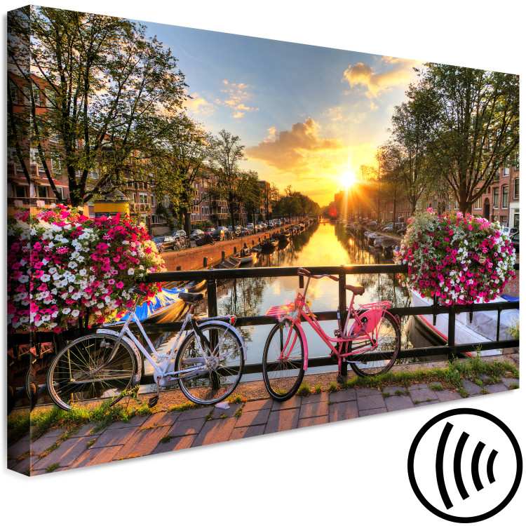Canvas Bicycle City (1-part) wide - city river landscape of Amsterdam 128356 additionalImage 6
