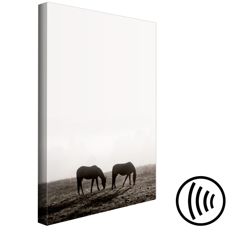 Canvas Horses in the morning - landscape depicting animals grazing at sunrise 130256 additionalImage 6