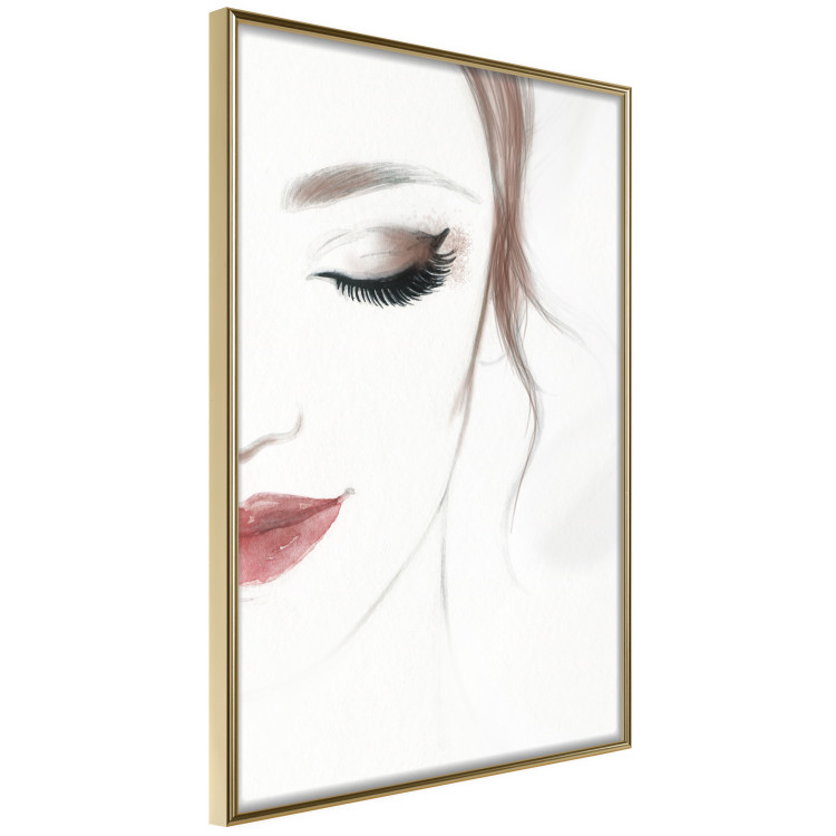Poster Delicate Beauty - a portrait of a woman with red lips and a white background 136456 additionalImage 8