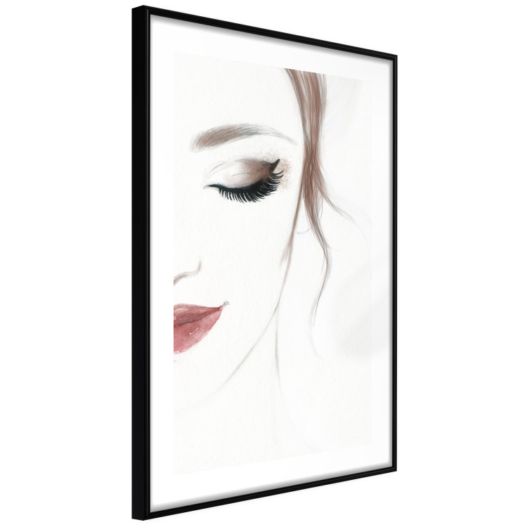 Poster Delicate Beauty - a portrait of a woman with red lips and a white background 136456 additionalImage 4