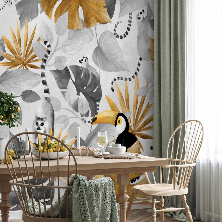 Photo Wallpaper Jungle animals - tropical theme with toucans, lemurs and leaves 138456 additionalImage 7