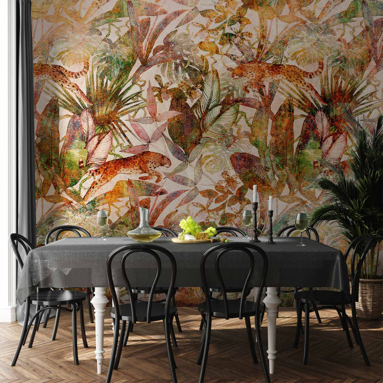 Wall Mural Wild nature - exotic composition with leopards and plant motif 142356 additionalImage 6