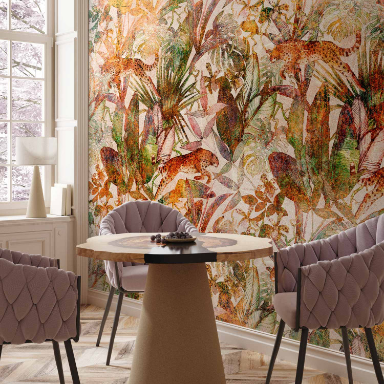 Wall Mural Wild nature - exotic composition with leopards and plant motif 142356 additionalImage 7