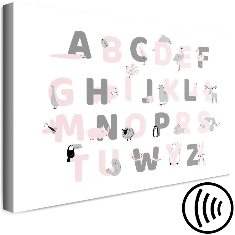 Canvas Print Polish Alphabet for Children - Pink and Gray Letters with Animals 146456 additionalImage 6
