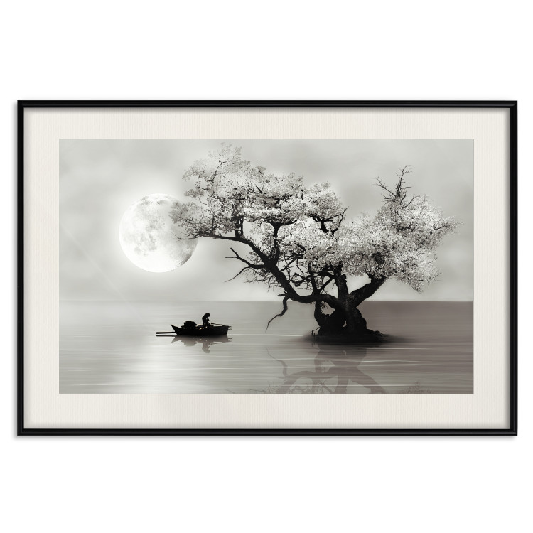 Poster Landscape - Man in a Boat on a Lake in the Glow of the Moon 147656 additionalImage 23