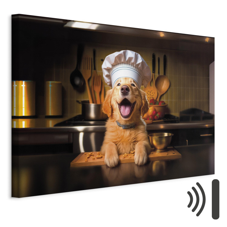 Canvas Art Print AI Golden Retriever Dog - Cheerful Animal in the Role of a Cook - Horizontal 150256 additionalImage 8