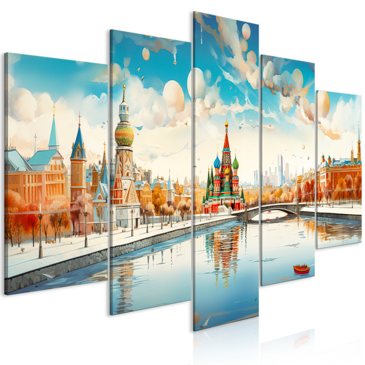 Canvas Art Print Moscow - Winter Artistic Landscape with the Kremlin in the Background 151956 additionalImage 2
