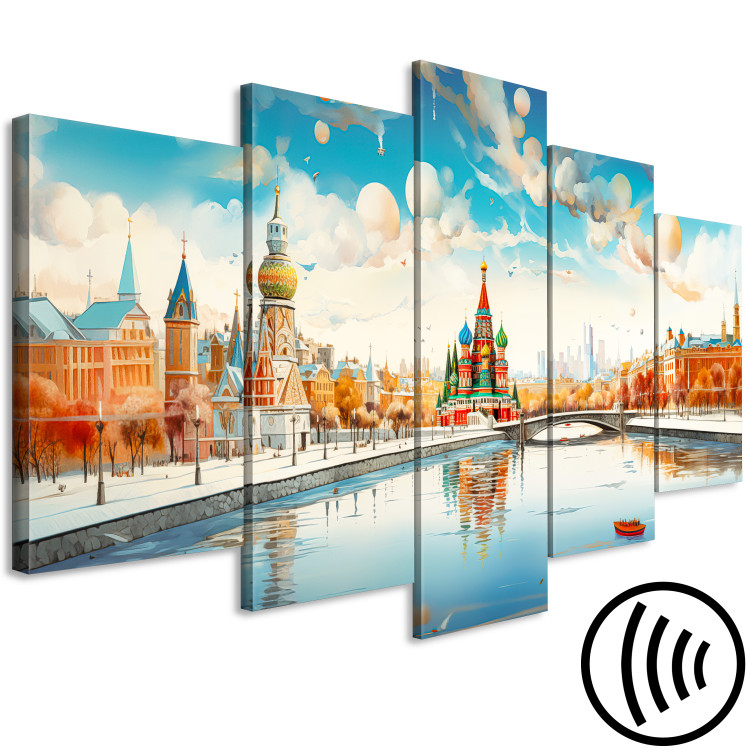 Canvas Art Print Moscow - Winter Artistic Landscape with the Kremlin in the Background 151956 additionalImage 6