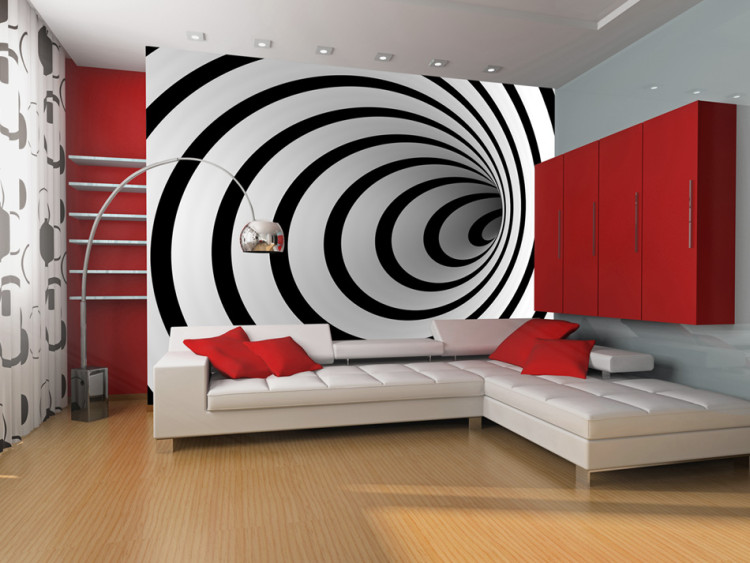 Wall Mural Black and white 3D tunnel 60156