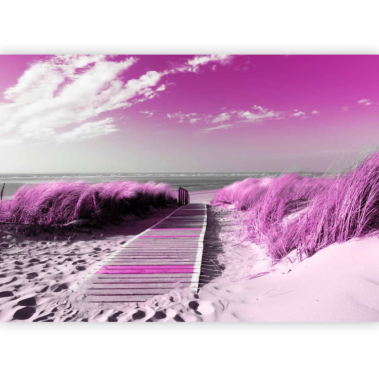 Photo Wallpaper Wooden descent - purple landscape of a sandy beach by the sea 88956 additionalImage 5