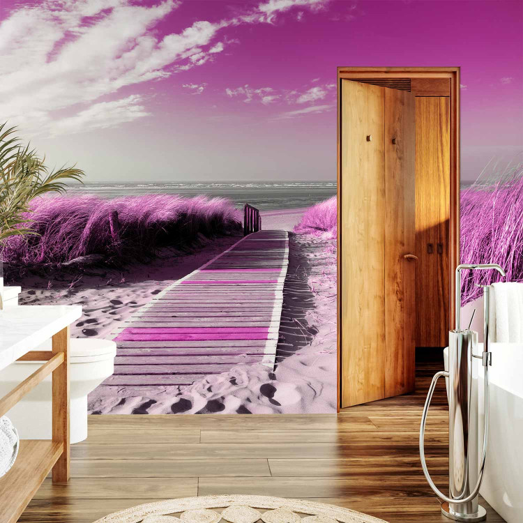 Photo Wallpaper Wooden descent - purple landscape of a sandy beach by the sea 88956 additionalImage 8