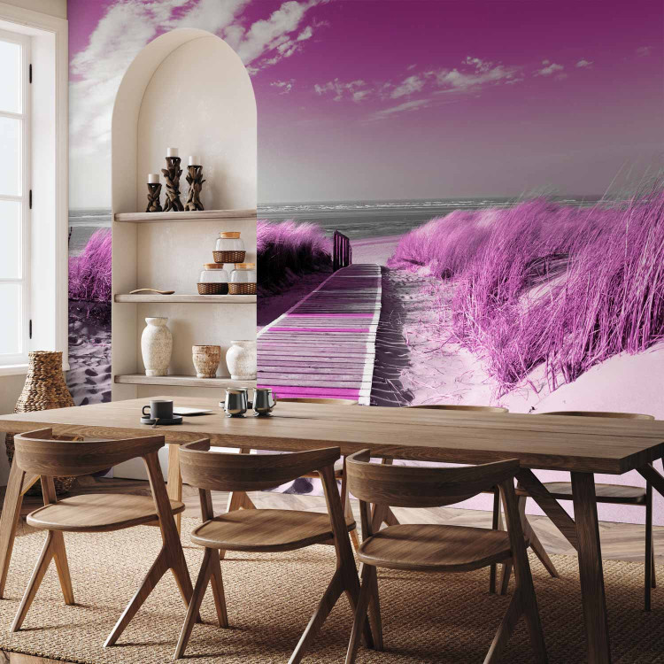 Photo Wallpaper Wooden descent - purple landscape of a sandy beach by the sea 88956 additionalImage 4