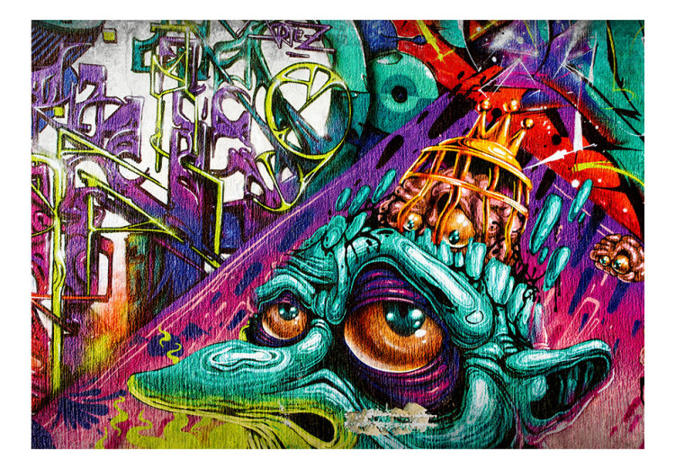 Photo Wallpaper Street art - colourful graffiti in purple with goblin figure 92256 additionalImage 1