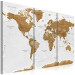 Canvas World Map: White Poetry (3-part) - brown continents on white 94556 additionalThumb 2