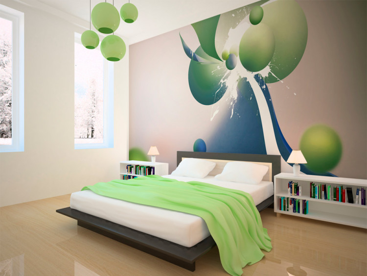 Wall Mural Expression with geometric figures - abstract composition with waves 97656