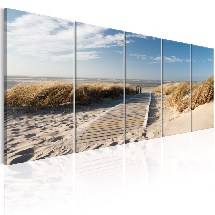 Canvas Art Print A sea promenade - seaside landscape with a beach and a calm sky 98556 additionalImage 2