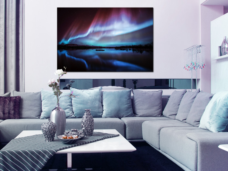 Canvas Night Light (1-piece) - Landscape with Aurora over a Lake 105166 additionalImage 3