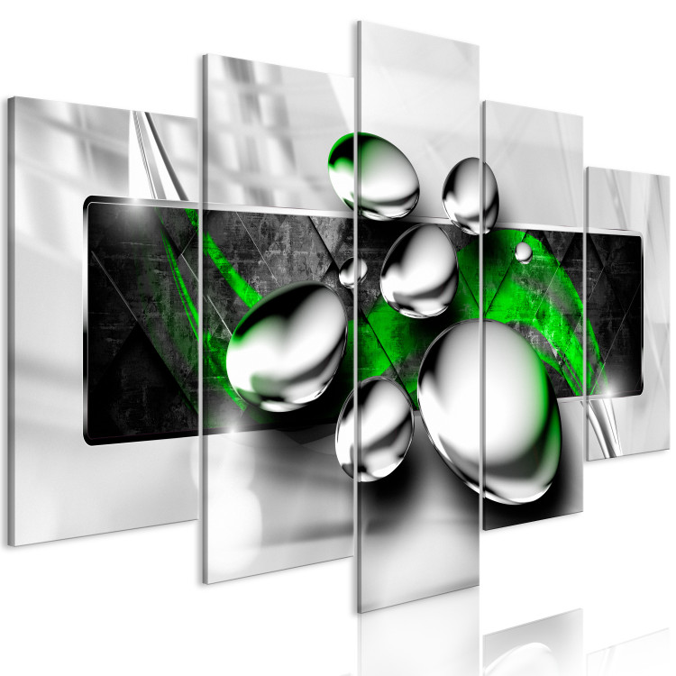 Canvas Print Shining Stones (5-part) Wide Green - Gray Abstraction 108466 additionalImage 2