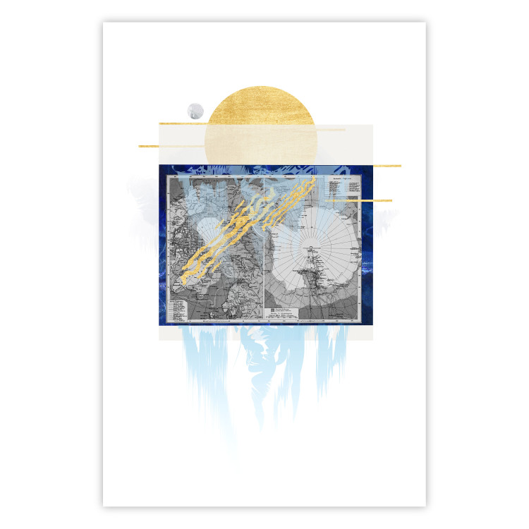 Wall Poster Antarctica - abstract composition with a map of the land of eternal snow 116666