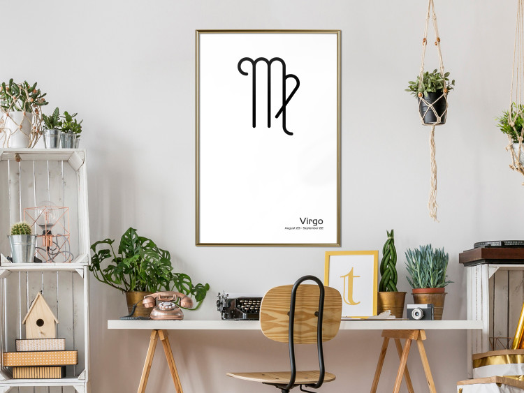 Poster Virgo - simple black and white composition with zodiac sign and text 117066 additionalImage 7