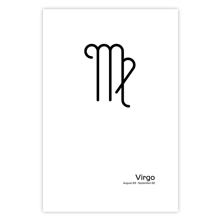 Poster Virgo - simple black and white composition with zodiac sign and text 117066 additionalImage 25