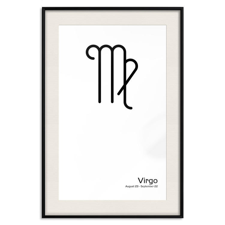 Poster Virgo - simple black and white composition with zodiac sign and text 117066 additionalImage 18