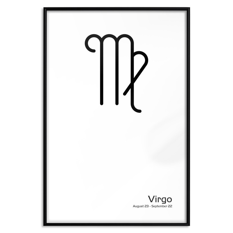 Poster Virgo - simple black and white composition with zodiac sign and text 117066 additionalImage 24