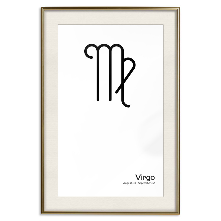 Poster Virgo - simple black and white composition with zodiac sign and text 117066 additionalImage 19
