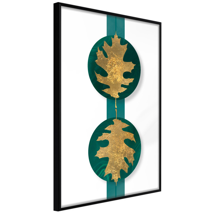 Wall Poster Green Wealth - emerald elements and golden leaves on white 117566 additionalImage 12