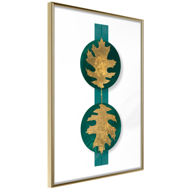 Wall Poster Green Wealth - emerald elements and golden leaves on white 117566 additionalImage 8