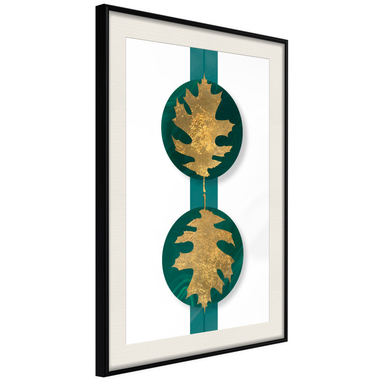 Wall Poster Green Wealth - emerald elements and golden leaves on white 117566 additionalImage 3