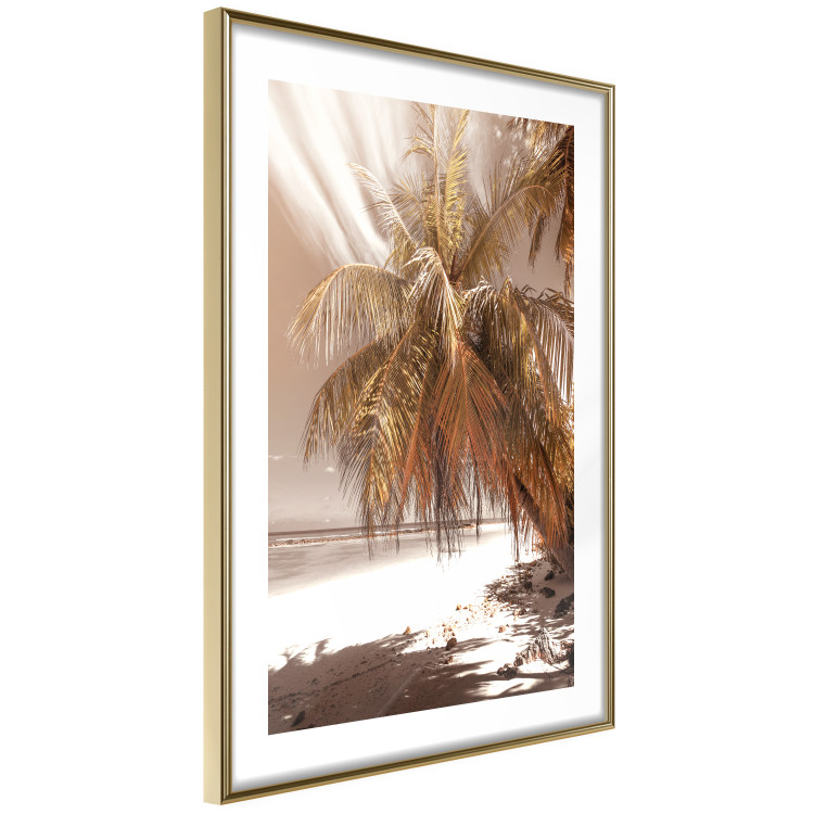 Wall Poster Palm Shade - tropical palm landscape against beach backdrop in sepia motif 123766 additionalImage 6
