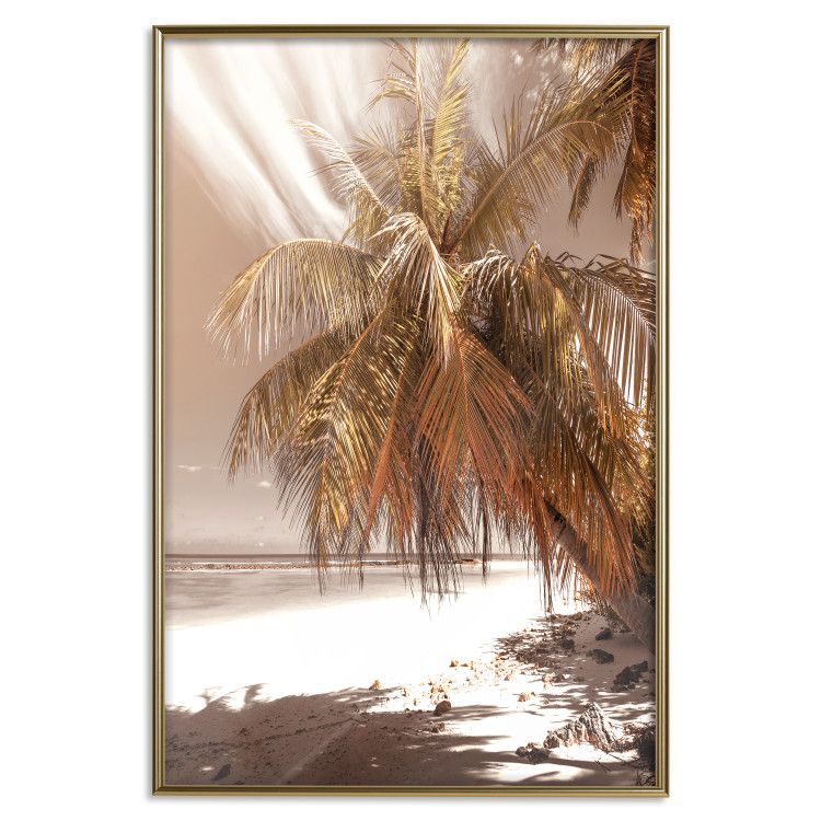 Wall Poster Palm Shade - tropical palm landscape against beach backdrop in sepia motif 123766 additionalImage 19