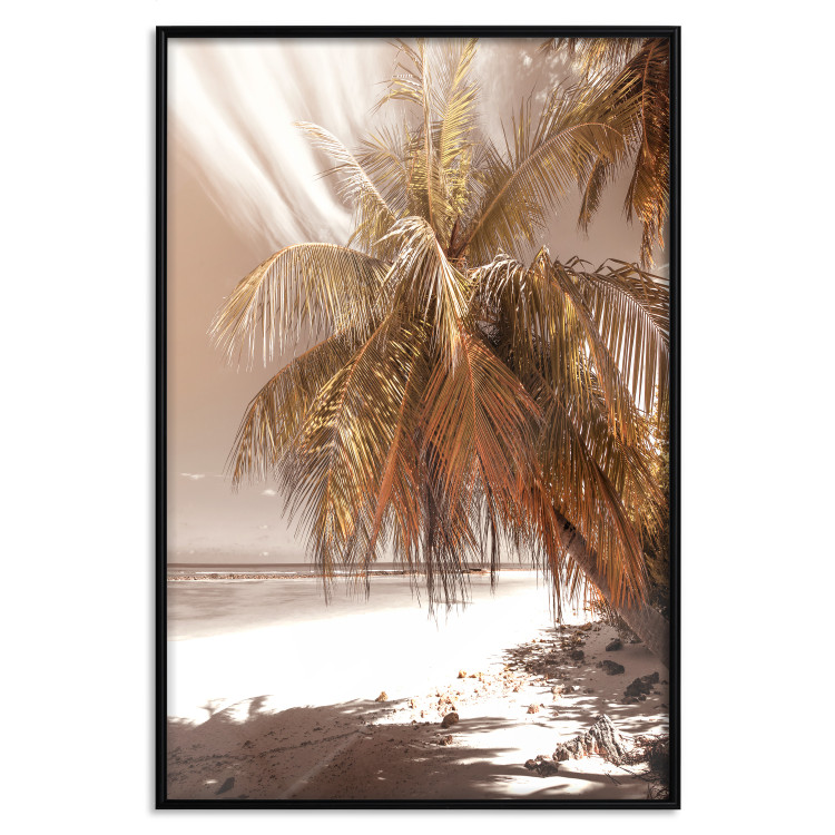 Wall Poster Palm Shade - tropical palm landscape against beach backdrop in sepia motif 123766 additionalImage 16