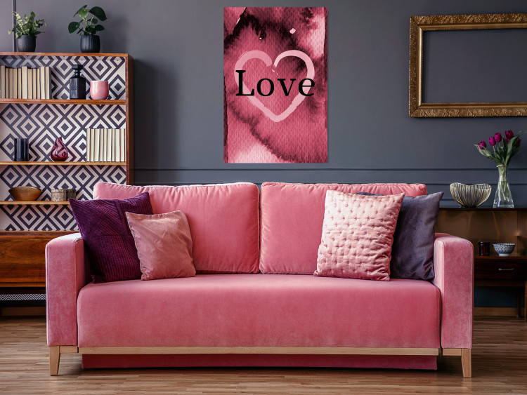 Wall Poster Burgundy Love - black English inscription on red texture 123966 additionalImage 17