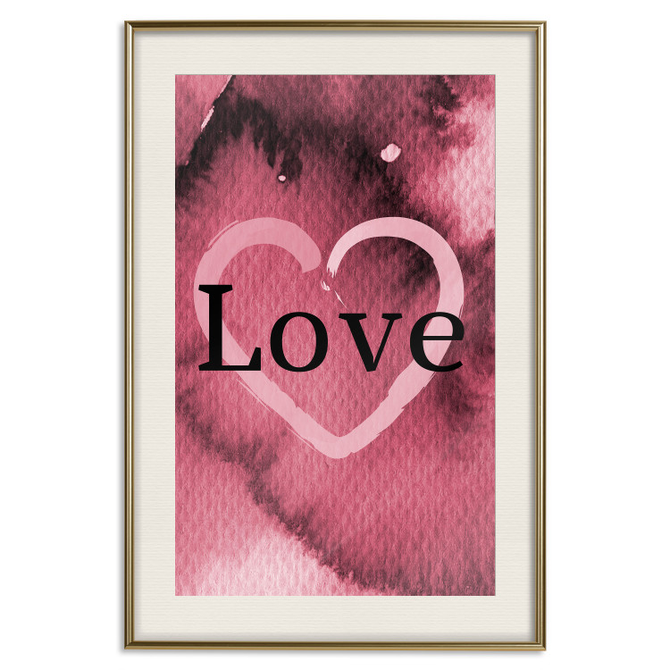 Wall Poster Burgundy Love - black English inscription on red texture 123966 additionalImage 19