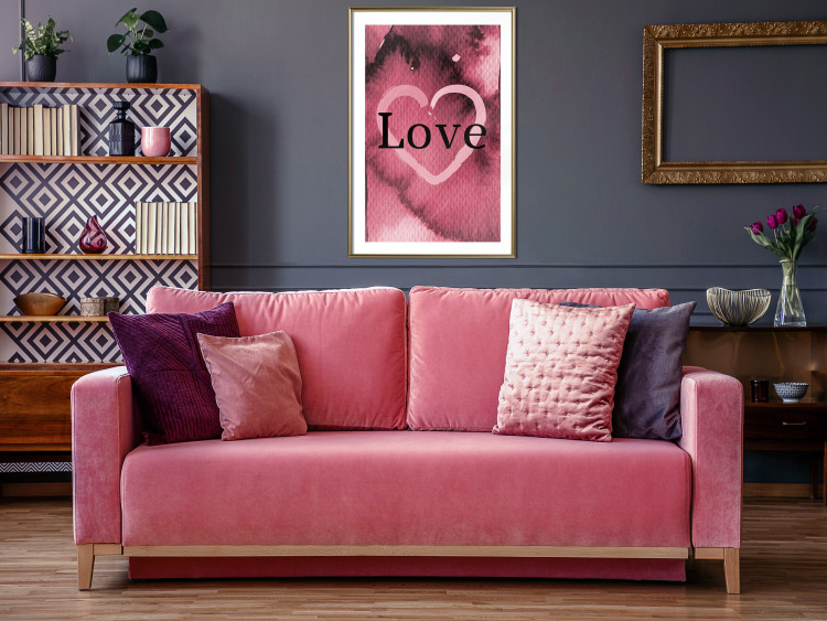 Wall Poster Burgundy Love - black English inscription on red texture 123966 additionalImage 13